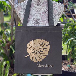 Green Cotton Monstera Tote